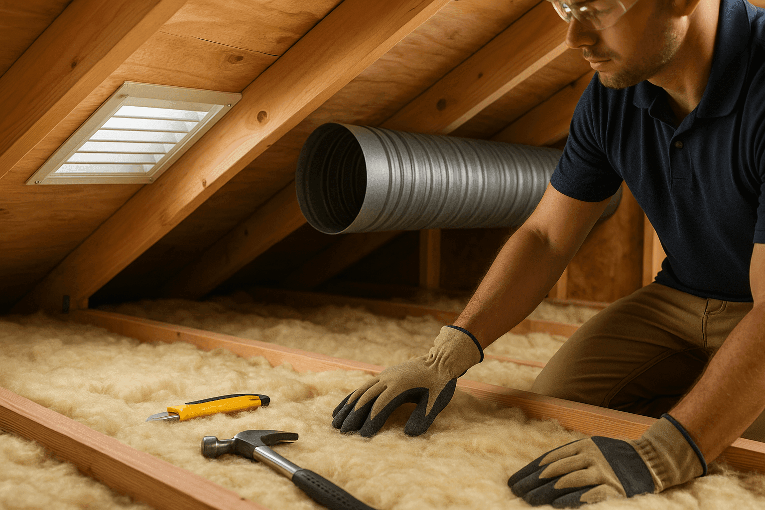 Ático correctamente aislado con ventilaciones visibles en el techo